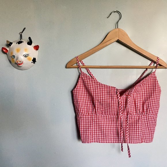 Red Gingham Tie-Front Cami - Picture 3 of 4